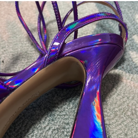 Mach & Mach Double Bow Iridescent Leather Platform Sandal - Picture 9 of 10